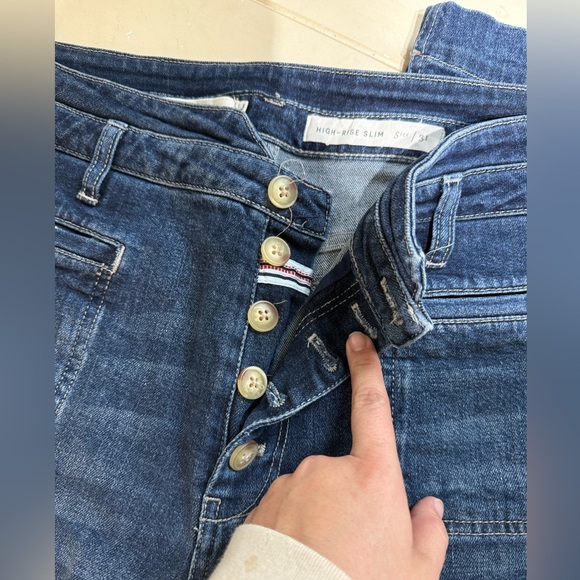 Anthropologie $128 Pilcro Ultra High-Rise Slim Utility Jeans size 31 denim dark - Picture 5 of 9